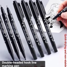 10Pcs/set Double Tip Art Black Blue ink Permanent Paint Marker Pen for Plastic Wood Stone Metal Glass Doodling Marking Graffiti