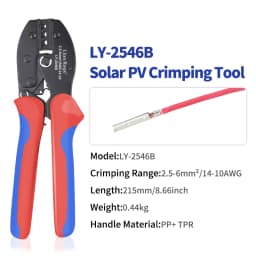 Solar Photovoltaic Tool MC4 Terminal Crimping Pliers LY-2546B Solar Panel Waterproof Connector Tool Pliers 2.5/4/6mm² 14-10AWG