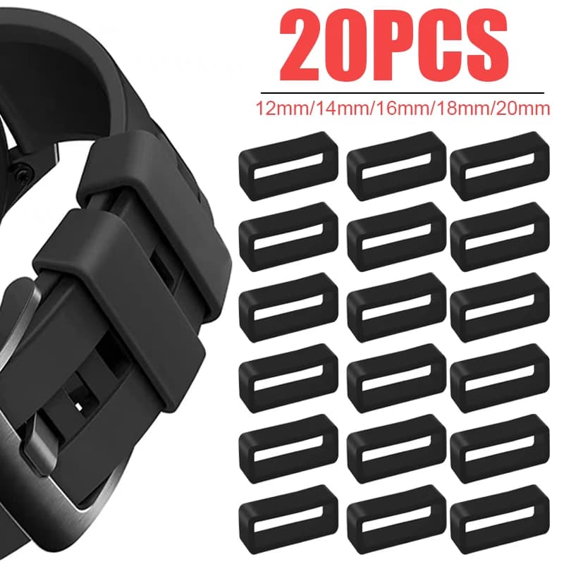 Rubber Ring Watch Strap Loops Silicone Replacement Watchband Keeper Holder Retainer 12 14 16 18 20mm Movable Watch Ring Circle