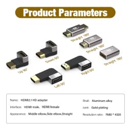 8K HDMI 2.1 Cable Adapter 90 Degree Right Angle Male to Female Connector 4K 8K HDMI Extender for TV Stick PS4 PS5 Xbox PC Laptop