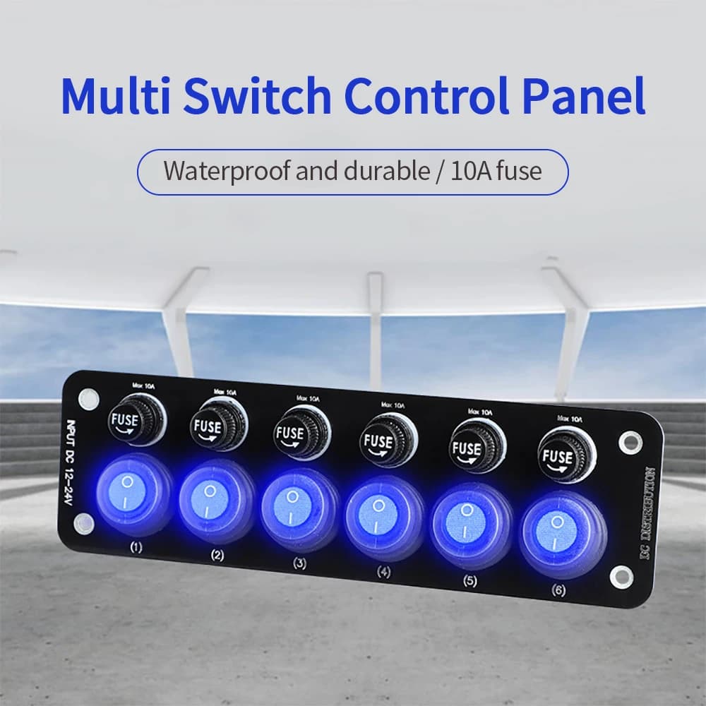 10A Fuse 24V 12V Switch Panel Light Toggle Blue Indicator Buttons Breaker RV Caravan Accessories For Boat Marine Ship Truck Car