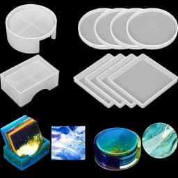 Round Square Coaster Silicone Mold DIY Handmade Coffee Coaster Craft Tray Making Epoxy Resin Wine Glass Cup Mat Casting Mould