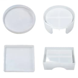 Round Square Coaster Silicone Mold DIY Handmade Coffee Coaster Craft Tray Making Epoxy Resin Wine Glass Cup Mat Casting Mould