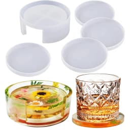Round Square Coaster Silicone Mold DIY Handmade Coffee Coaster Craft Tray Making Epoxy Resin Wine Glass Cup Mat Casting Mould