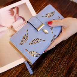 Ladies Fashion Wallet PU Leather Phone Purse Female Hollow Leaves Pouch Clutch Handbag For Women Coin Card Holders Long Wallets