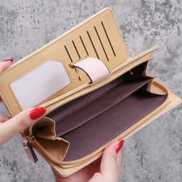 Ladies Fashion Wallet PU Leather Phone Purse Female Hollow Leaves Pouch Clutch Handbag For Women Coin Card Holders Long Wallets