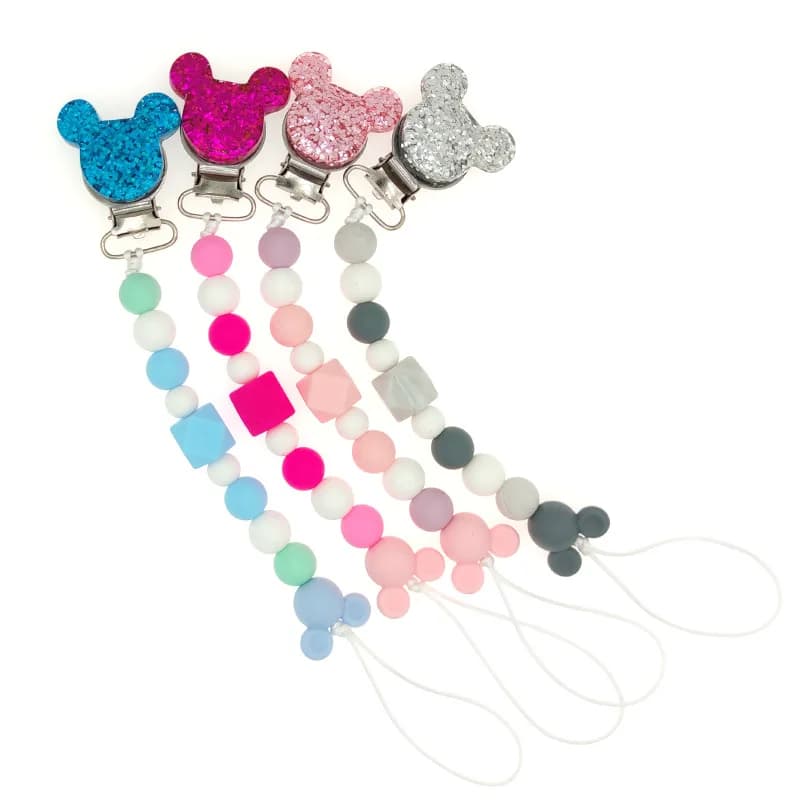Baby Pacifier Clips Chain Silicone Beads Teether Toys Dummy Holder Pacifier Chain Gift