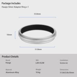 Haoge Lens Filter Adapter Ring for Fujifilm X100VI X100V 49mm UV CPL ND AR-X100 Silver