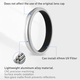 Haoge Lens Filter Adapter Ring for Fujifilm X100VI X100V 49mm UV CPL ND AR-X100 Silver