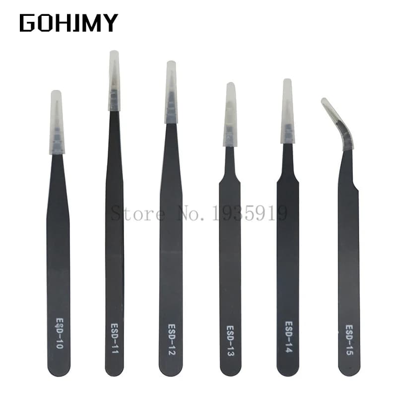 1PCS VETUS BGA ESD Stainless Steel Antistatic Tweezers ESD-10/ESD-11/ESD-12/ESD-13/ESD-14/ESD-15 SMD Reworking Soldering Tools