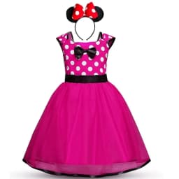 Little Girl Dresses Kids Summer Red Dot Mouse Costume Baby Birthday Party Clothes Children Princess Christmas Disguise Headwear