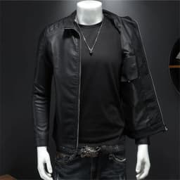 Men's Leather Clothing Fashion Slim Fit Zipper Leather Jacket Solid Casual Jacket Moto Biker Leather Coat Men Motorcycle Jacket