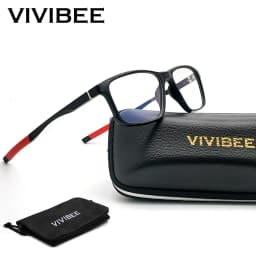 VIVIBEE Sports Men Blue Light Blocking Gaming Glasses Aluminum Temples UV400 Anti Blue Ray 2026 Male Office Square Eyeglasses