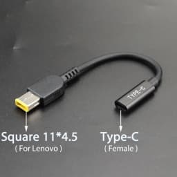 ChengHaoRan DC USB Type C Female to Square DC Male Adapter Connector For Lenovo Thinkpad 10 Helix Laptop Adapter 20V Square Plug
