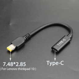 ChengHaoRan DC USB Type C Female to Square DC Male Adapter Connector For Lenovo Thinkpad 10 Helix Laptop Adapter 20V Square Plug