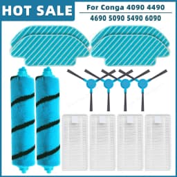 Compatible For Cecotec Conga 4090 4490 4690 5090 5490 6090 Spare Parts Accessories Roller Main Side Brush Hepa Filter Mop Rag