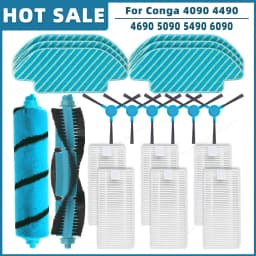Compatible For Cecotec Conga 4090 4490 4690 5090 5490 6090 Spare Parts Accessories Roller Main Side Brush Hepa Filter Mop Rag