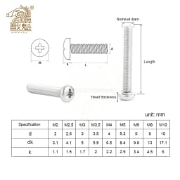 20/50pcs Cross Recessed Pan Head Screws M3 M4 M5 M6 304 Stainless Steel Machine Screw Philips Wood Screw GB818-85 Screw