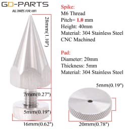 Stainless Steel Speaker Spike Cone Foot Hifi Audio AMP Studio Monitor Turntable Cabinet Chassis Isolation Stand Damper M6 M8 M10