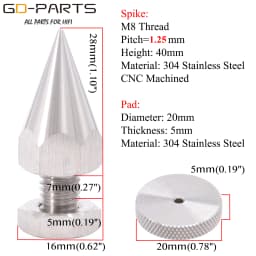 Stainless Steel Speaker Spike Cone Foot Hifi Audio AMP Studio Monitor Turntable Cabinet Chassis Isolation Stand Damper M6 M8 M10