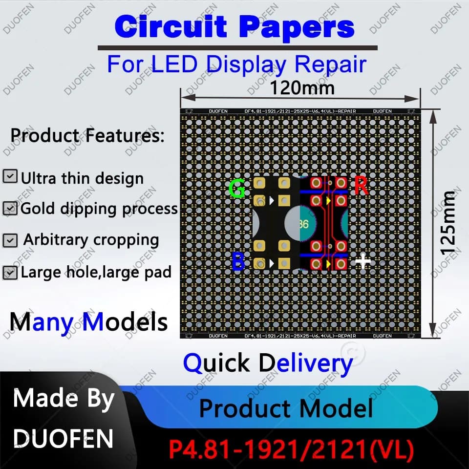P4.81 series Circuit Paper,Double-sided solder pads, fully covered with large holes ,Used for repairing damaged PCB pads