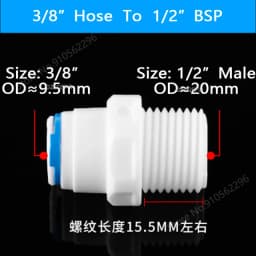 RO Water Straight Pipe Fitting 1/4" 3/8" OD Hose 1/8" 1/4" 3/8" 1/2" 3/4" BSP Male Female Thread Plastic Quick Connector System