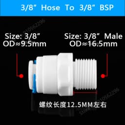 RO Water Straight Pipe Fitting 1/4" 3/8" OD Hose 1/8" 1/4" 3/8" 1/2" 3/4" BSP Male Female Thread Plastic Quick Connector System