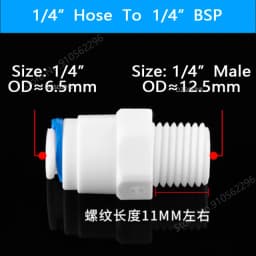 RO Water Straight Pipe Fitting 1/4" 3/8" OD Hose 1/8" 1/4" 3/8" 1/2" 3/4" BSP Male Female Thread Plastic Quick Connector System
