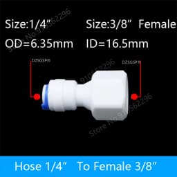 RO Water Straight Pipe Fitting 1/4" 3/8" OD Hose 1/8" 1/4" 3/8" 1/2" 3/4" BSP Male Female Thread Plastic Quick Connector System