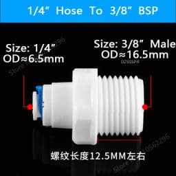 RO Water Straight Pipe Fitting 1/4" 3/8" OD Hose 1/8" 1/4" 3/8" 1/2" 3/4" BSP Male Female Thread Plastic Quick Connector System