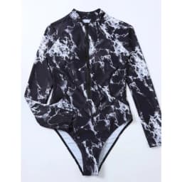 Summer Print Zipper One Piece Swimsuit Closed Long Sleeve Swimwear Sports Surfing Women's Swimming Bathing Suit Beach Bather
