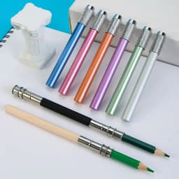 1 Pcs Adjustable Dual Head / Single Head Pencil Extender Holder Sketch School Painting Art Write Tool for Writing Metal Color Ro