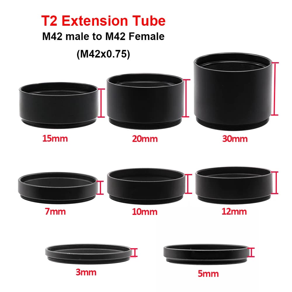 T2 (M42x0.75) Extension Tube M42 to M42 Length 3mm 5mm 7mm 10mm 12mm 15mm 20mm 30mm