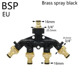 3/4" 2/4-Way Brass Plastic Garden Hose Splitter Y-Type Watering Connector Garden Tap For Outdoor Tap and Faucet