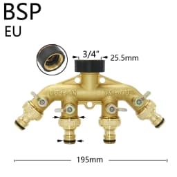 3/4" 2/4-Way Brass Plastic Garden Hose Splitter Y-Type Watering Connector Garden Tap For Outdoor Tap and Faucet