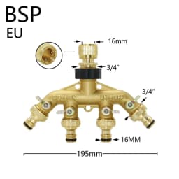 3/4" 2/4-Way Brass Plastic Garden Hose Splitter Y-Type Watering Connector Garden Tap For Outdoor Tap and Faucet