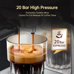 HiBREW Coffee Maker Cafetera 20 Bar Inox Semi Automatic Super Slim ESE POD& Powder Espresso Cappuccino Machine Hot Water H11
