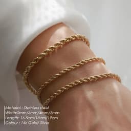 EMANCO Twisted Rope Chain Bracelet for Woman Hip Hop Punk 4MM Gold Color Stainless Steel Gold Color Necklace Fashion Jewelry