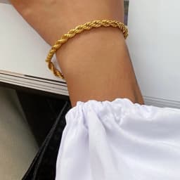 EMANCO Twisted Rope Chain Bracelet for Woman Hip Hop Punk 4MM Gold Color Stainless Steel Gold Color Necklace Fashion Jewelry