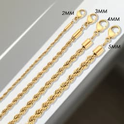 EMANCO Twisted Rope Chain Bracelet for Woman Hip Hop Punk 4MM Gold Color Stainless Steel Gold Color Necklace Fashion Jewelry