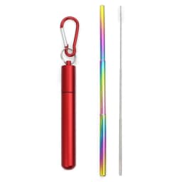 Reusable Telescopic Straw 304 Stainless Steel Metal Straw With Cleaning Brush Portable Drinking Straw Set For Travel With Case