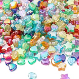 100pcs Transparent AB Color Five-pointed Star Heart Acrylic Beads Loose Spacer Beads for Jewelry Making DIY Bracelet Accessories