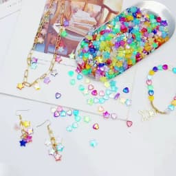 100pcs Transparent AB Color Five-pointed Star Heart Acrylic Beads Loose Spacer Beads for Jewelry Making DIY Bracelet Accessories