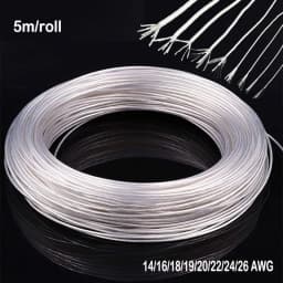 5m High Purity Silver Plated OCC Wire Copper Cable For Audio DIY Amplifier Headphone Speaker Cable 14/16/18/19/20/22/24/26 AWG