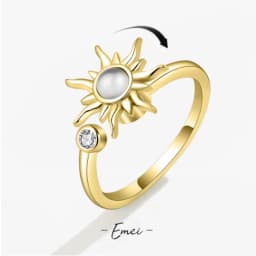 Anti Stress Anxiety Fidget Rings for Women Stainless Steel Sunflower Sun Star Spinner Ring Christmas Jewelry Gifts Dropshipping