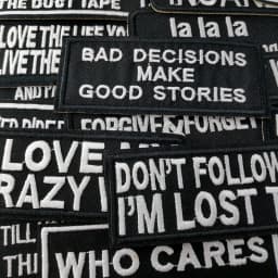 ORIGINAL Iron On Patches Apparel Sewing Fabric Handmade Appliques For Clothing Music Stickers Badges Parche BLACK