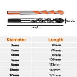 3-12mm Multifunctional Glass Drill Bit Triangle Diamond Drill Set Ceramic Tile Concrete Brick Wood Punching Hole Saw Metal Drill