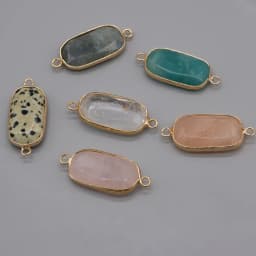 Natural Stone Charms Connector Double Hole Rose Quartzs Amazonite Pendant for Jewelry Making DIY Necklace Earring Size 15x35mm