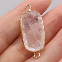 Natural Stone Charms Connector Double Hole Rose Quartzs Amazonite Pendant for Jewelry Making DIY Necklace Earring Size 15x35mm