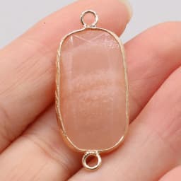 Natural Stone Charms Connector Double Hole Rose Quartzs Amazonite Pendant for Jewelry Making DIY Necklace Earring Size 15x35mm